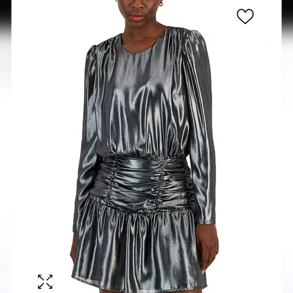 Bar Ill Women's Metallic Lamé Blouson Mini Dress silver. Size small - Picture 3 of 13